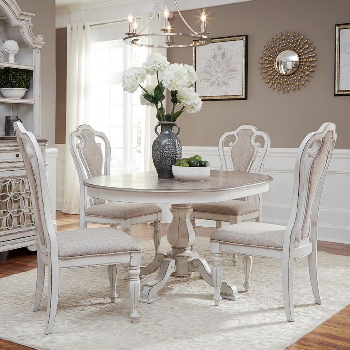 Liberty Furniture Opt 5 Piece Pedestal Table Set in Rubberwood Solids w/ White Oak & Birch Veneers