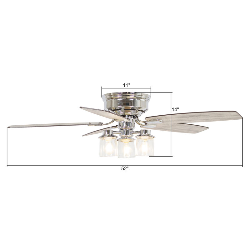 52" Modern 5-Blade Ceiling Fan with Remote Control