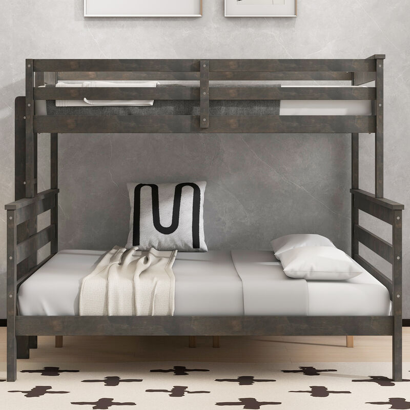 Merax Twin XL over Queen Solid Wood Bunk Bed with Ladder image number 3