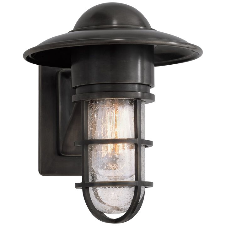 Marine Indoor/Outdoor Wall Light in Bronze with Seeded Glass