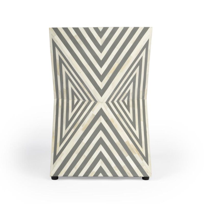 Butler Specialty Anais and Grey Bone Inlay Side Table, Gray and White image number 3