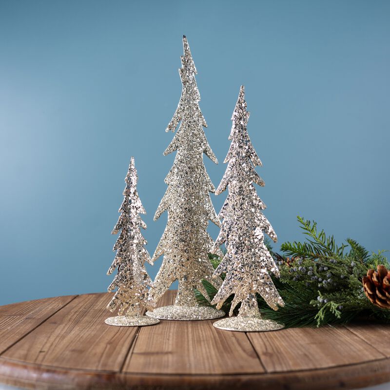 Iron Tree Sculptures Set of 2 for Festive Home Decorations