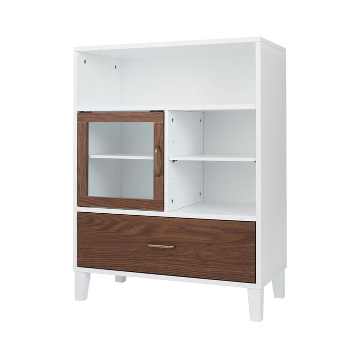 Teamson Home Tyler Modern Wooden Floor Storage Cabinet, Walnut/White