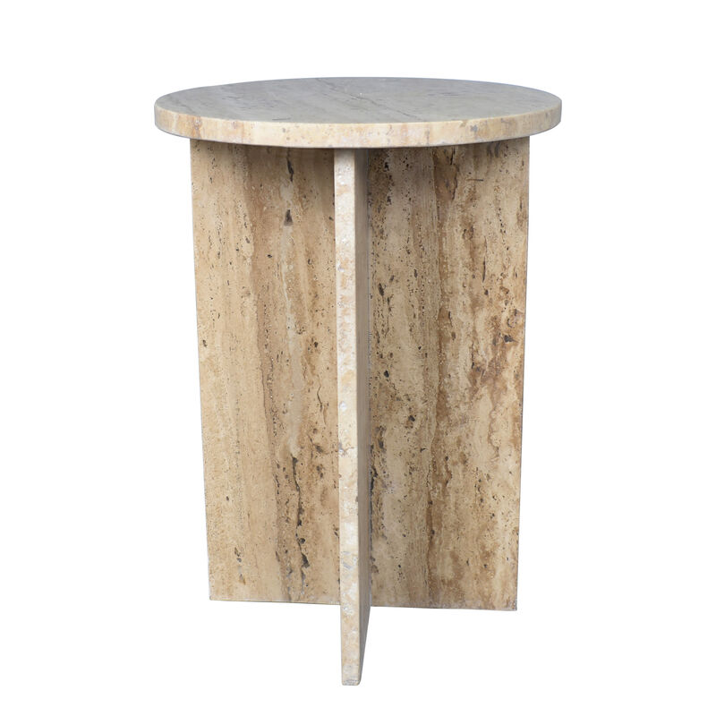 Javier 14" Contemporary Natural Marble Handmade X-Shaped End Table