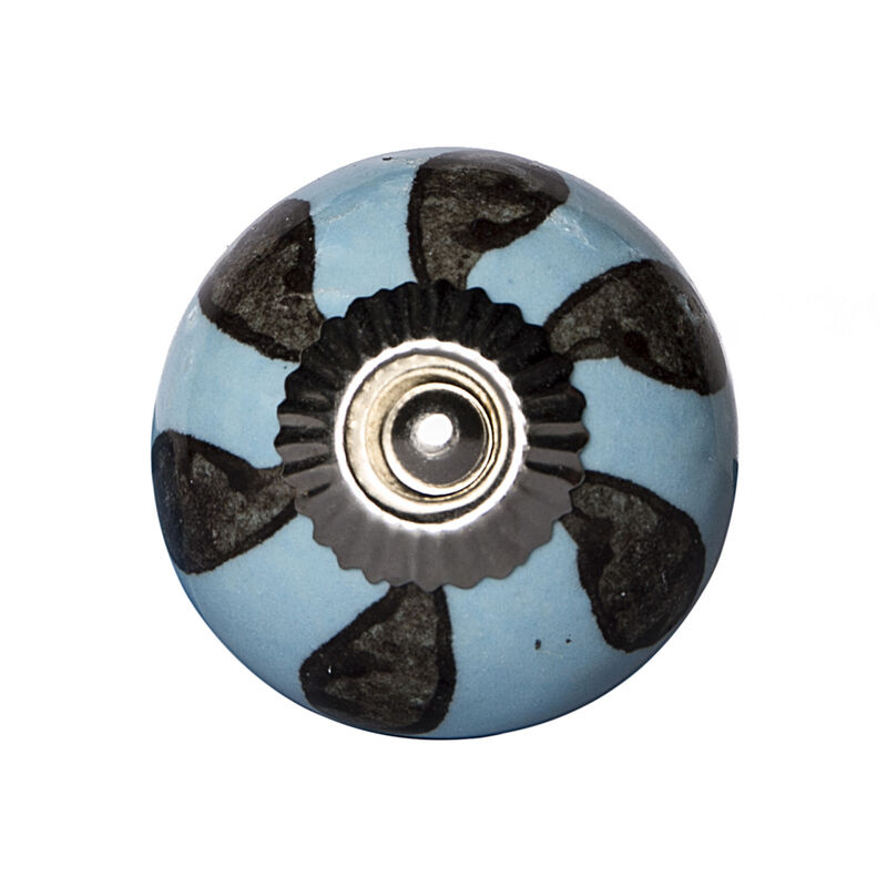 HomeRoots Set of Eight Blue And Gray Ceramic And Metal Drawer Pull Knobs image number 0