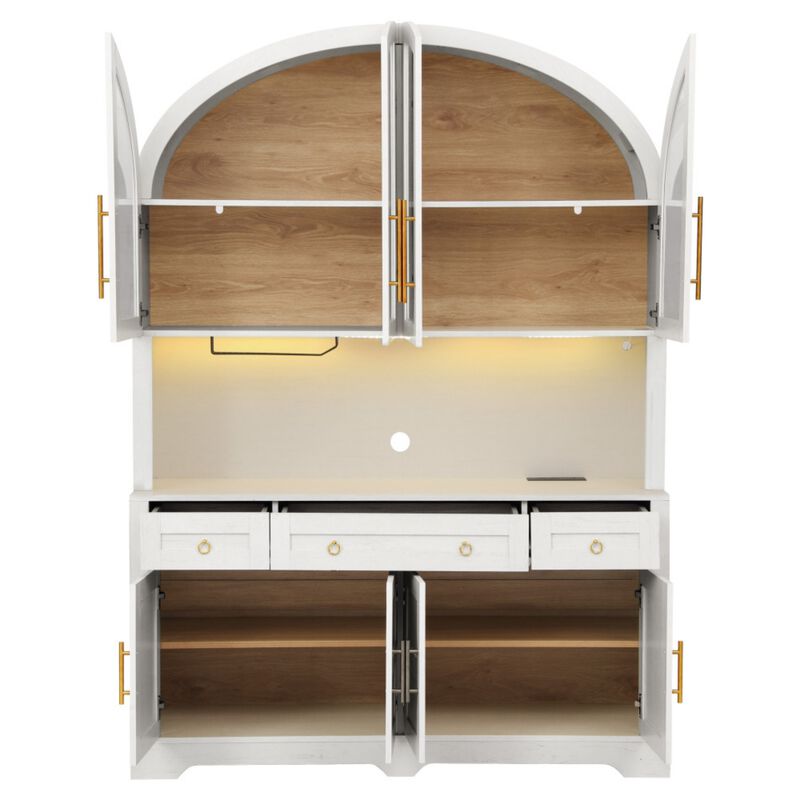 Dondzu Tall Arched LED‑lighted Hutch‑Style Buffet Cabinet image number 8