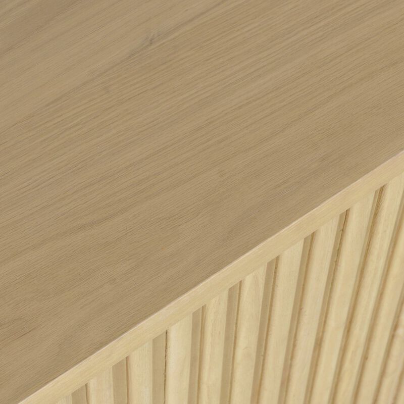 Jofran Auden Oval Mid-Century Modern Fluted Pedestal Base Sofa Console Table