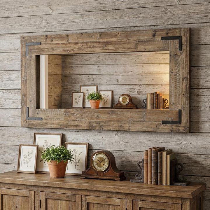HomeRoots 75" Brown Wood Framed Leaning Accent Mirror