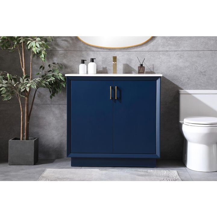 Elegant Kitchen and Bath 36 Inch SIngle Bathroom Vanity In Blue