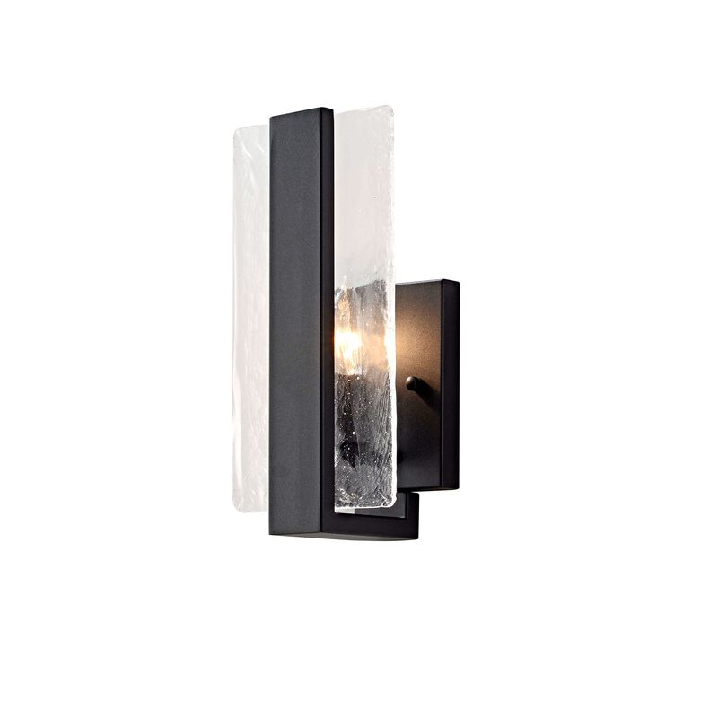 Maya Single Light Matte Black Clear Glass Panel Wall Sconce - 6" W x 11.8" H x 4.5" D image number 0
