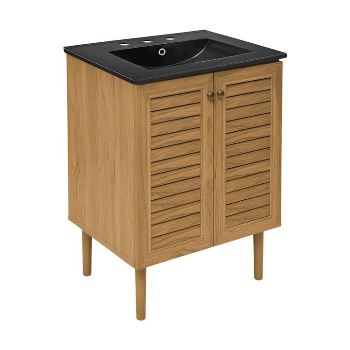 24" Freestanding Bathroom Vanity with 3-Hole Centerset Sink Top