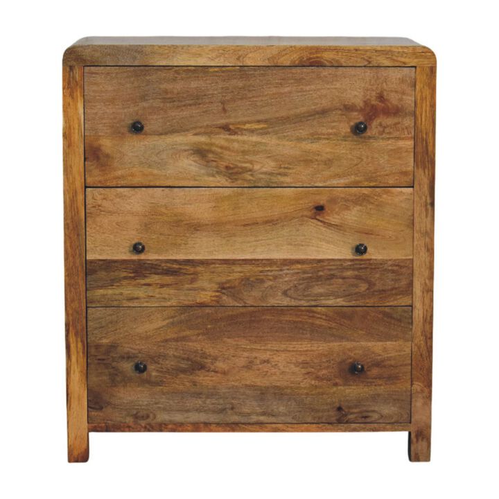 Artisan Furniture Solid Wood Oakish Three Drawer Chest, Beige