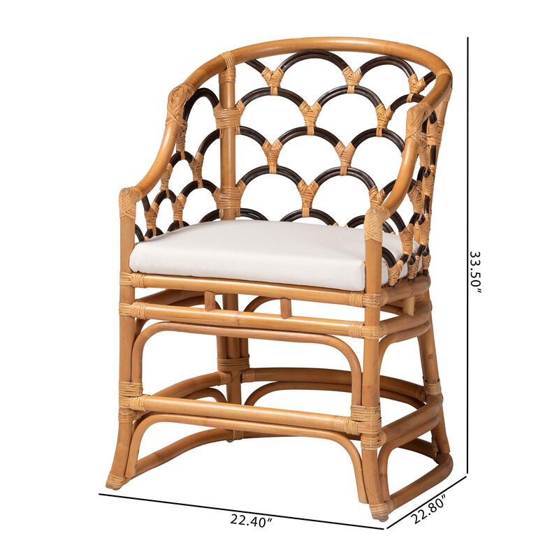 bali & pari Veneto Natural Rattan Dining Chair with Scalloped Back image number 8