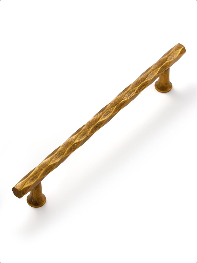 JIASENBAO Antique Brass Cabinet Pulls 6.3"" Hole Center 10 Pack Hammered Vintage Cabinet Handles Decorative Kitchen Drawer Dress