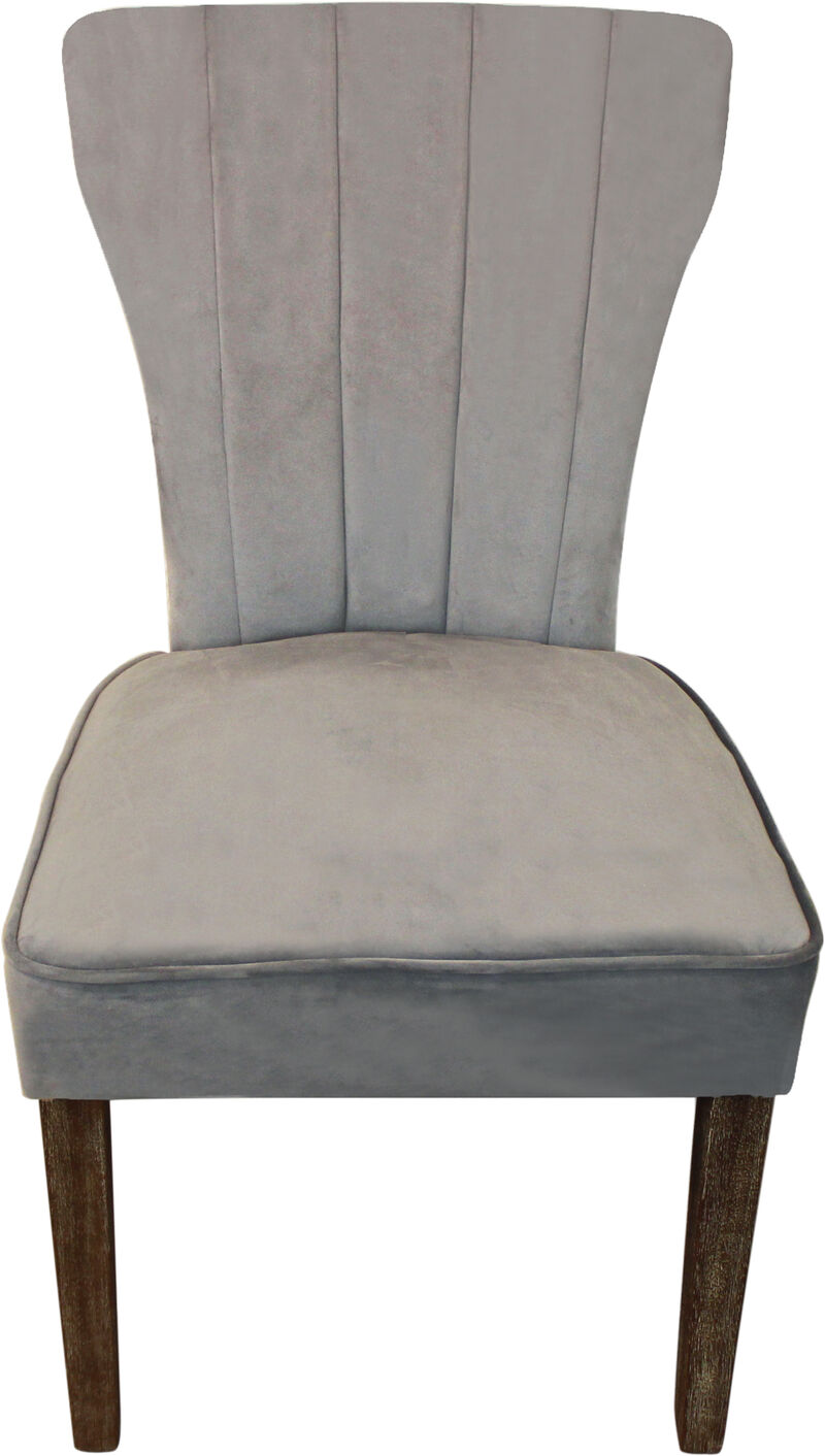 HomeRoots Set of Two Gray And Brown Upholstered Velvet Dining Parsons Chairs image number 5