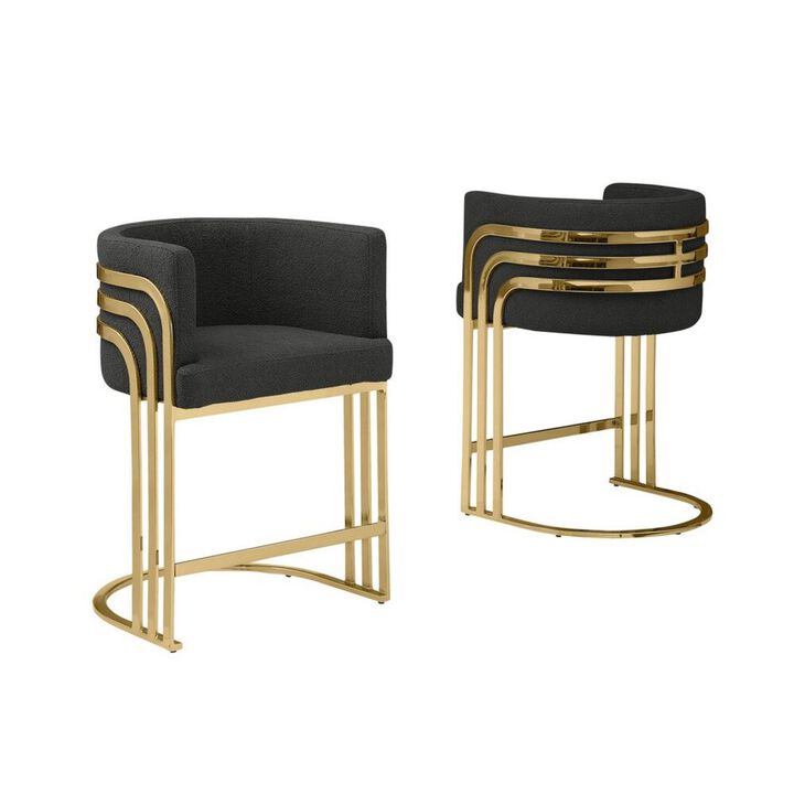 Best Quality Furniture Best Quality furnitre Black  with gold counter height, Set of two