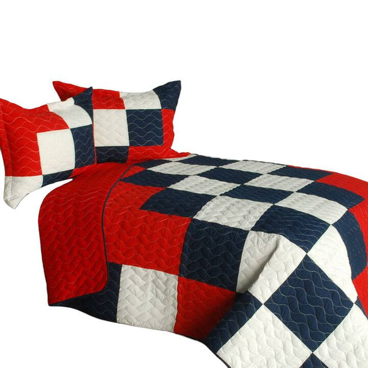 Cute Little Princess Patchwork Quilt Set 3 Piece Full Size Quilted Soft Bed Cover Set