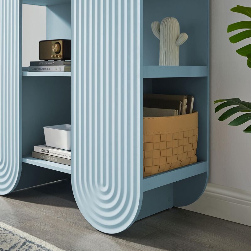 Modway Daydream 58" Tall Arched Cabinet Bookshelf &ndash; Whimsical Ripple Bookcase with Open Storage and Display for Kids Rooms, Bedrooms, and Playrooms image number 4