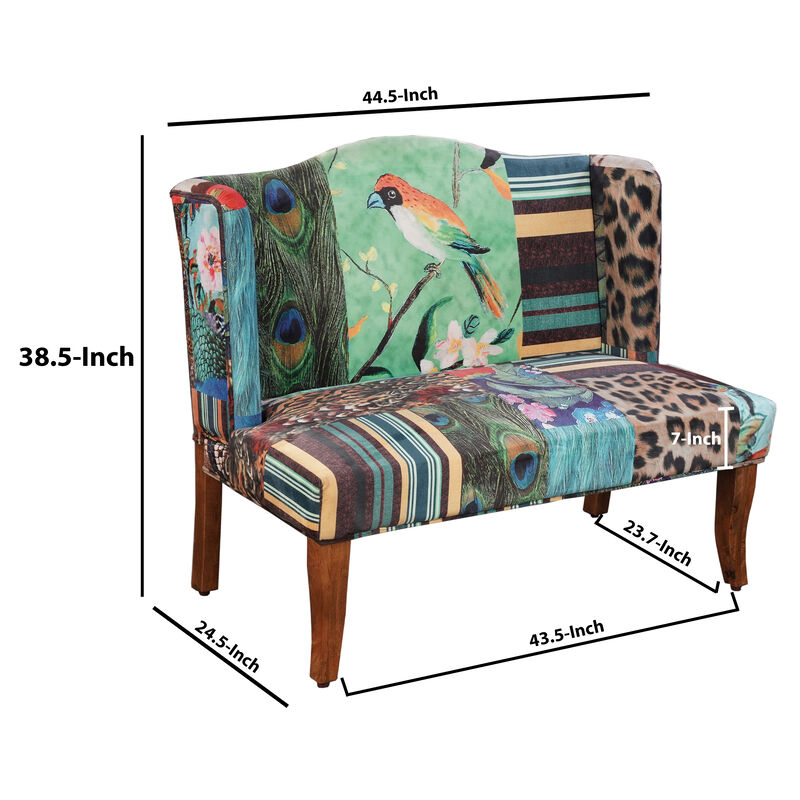 Vesta Bird Collage Print Settee, Multicolor