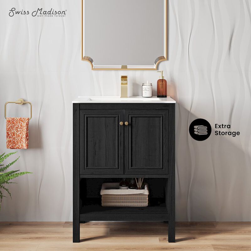 Chateau 24" Freestanding Bathroom Vanity in Black Oak with Sink Top image number 1