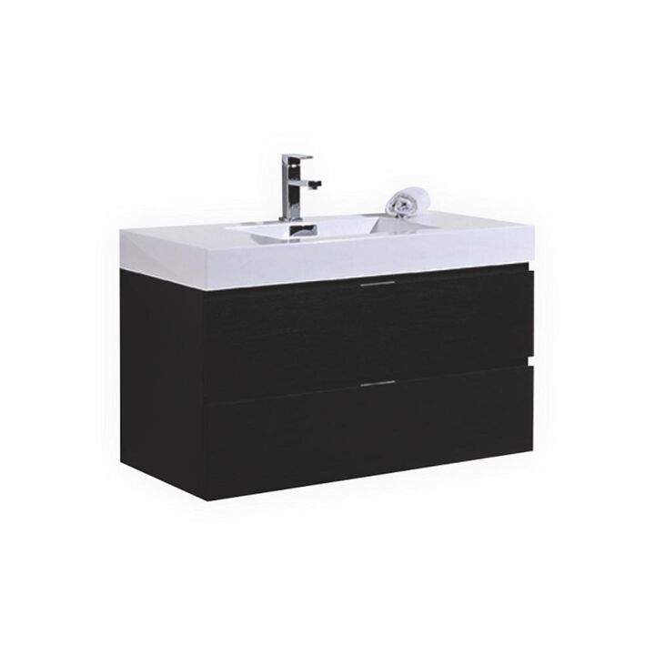 Kubebath Bliss 40 Black Wall Mount Modern Bathroom Vanity