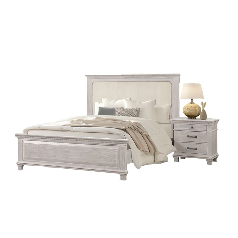 Leyne 4pc Queen Bedroom Set, Cream Upholstery, Weathered Gray image number 3