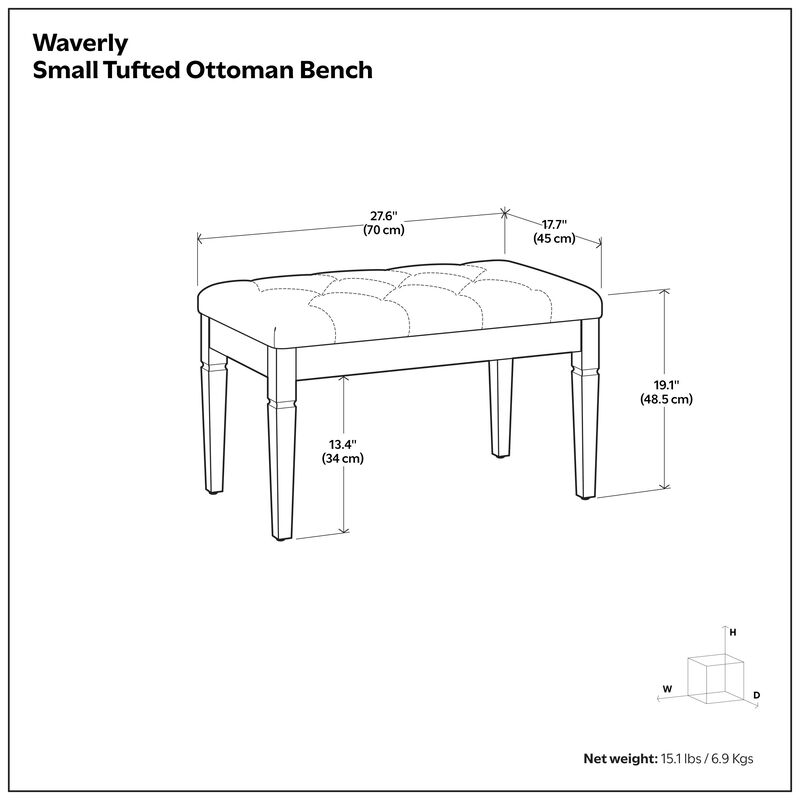Simpli Home Waverly Small Tufted Ottoman Bench image number 4