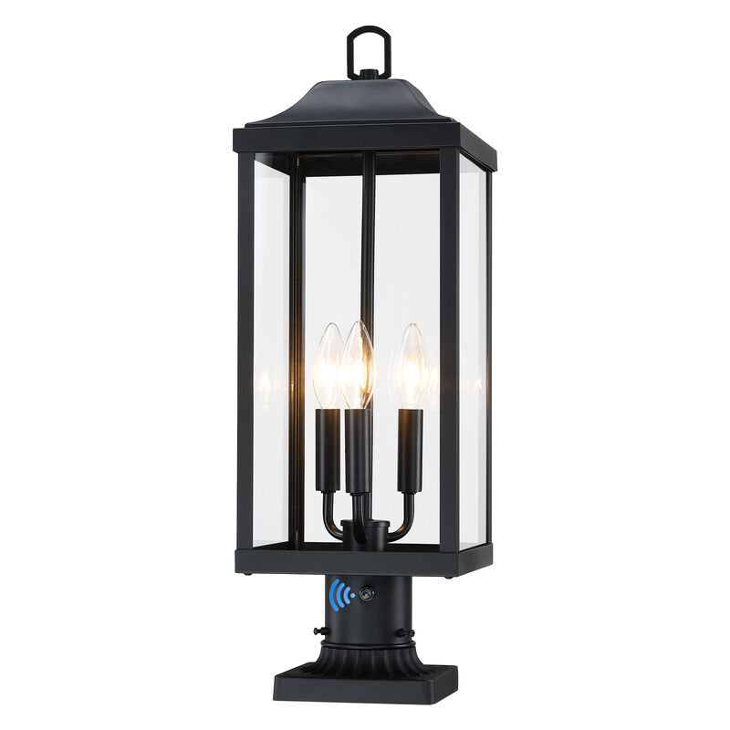 24 in.  Modern Farmhouse3-Light Black Dimmable Outdoor Post Light image number 0