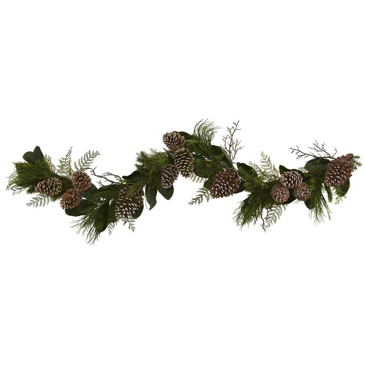 Nearly Natural 6-ft Pine Cone and Pine Artificial Garland