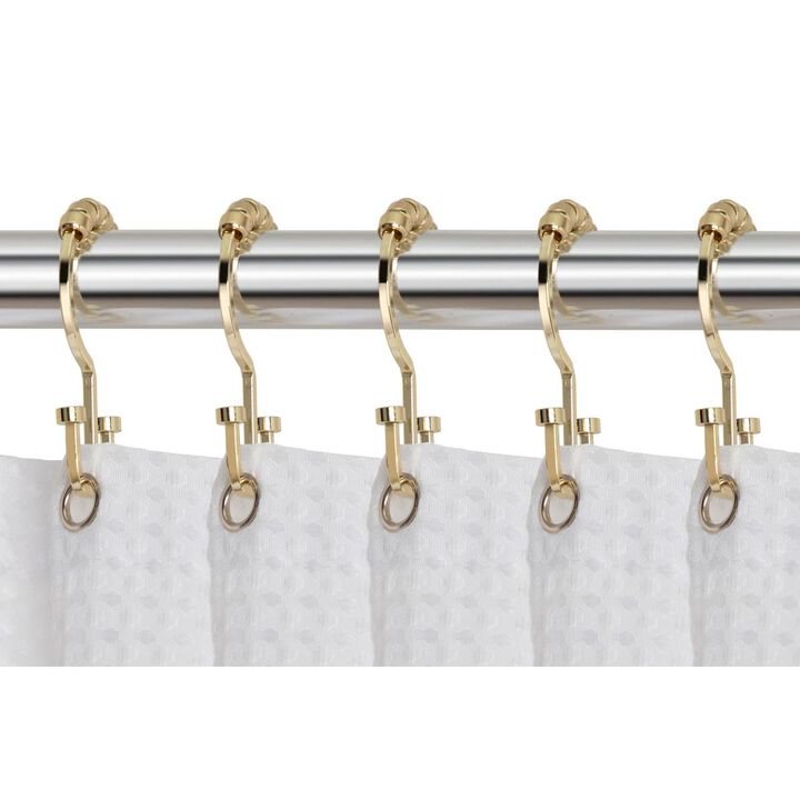 Utopia Alley  Deco Flat Double Roller Shower Curtain Hooks,   Set of 12