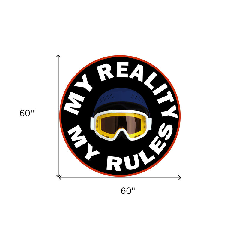 HomeRoots Snow Goggles Youthful Washable Round Rug image number 3