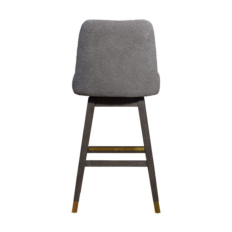 HomeRoots 30" Gray Solid Wood Bar Height Swivel Bar Chair image number 4