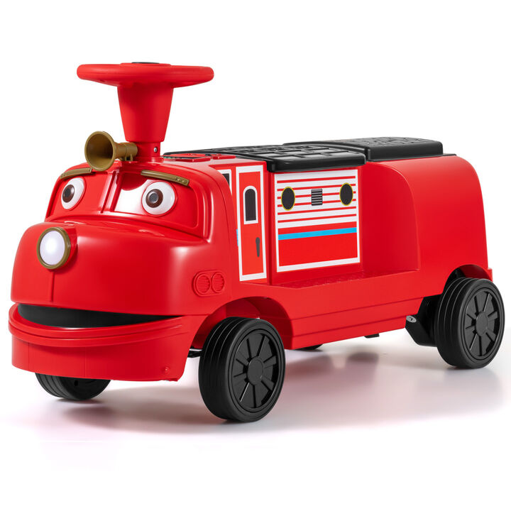 12V Kids Ride On Train with 2 Seats Height Adjustable Seat and Music for Backyard