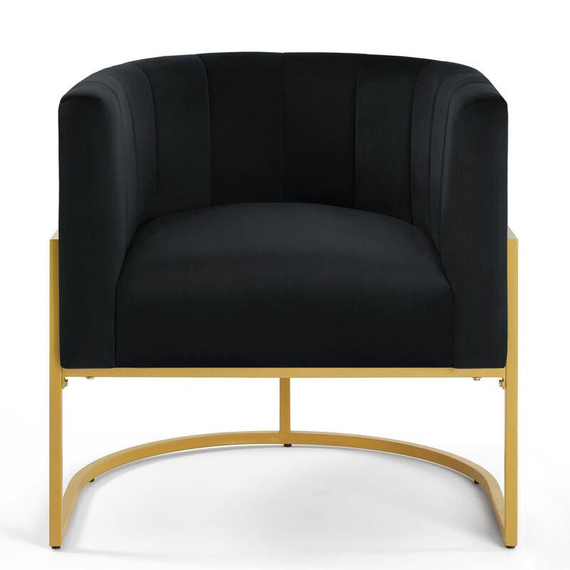 Streamdale Golden Metal Accent Chair with Velvet Upholstery