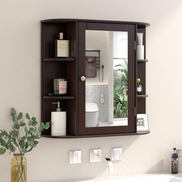 Hivvago Wall-Mounted Bathroom Mirror Cabinet with Storage Shelves