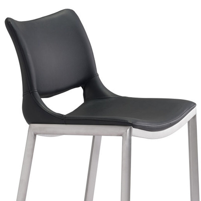 Hivvago Set of Two 29 Inch Black And Silver Steel Low Back Bar Height Bar Chairs