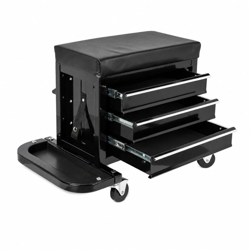 ELEMENT ACE 3-Drawer Rolling Mechanic Seat with Tool Trays, 350lbs Maximum Weight Capacity, Heavy-Duty Garage Work Stool with Swivel Casters and Ample Tool Storage image number 0