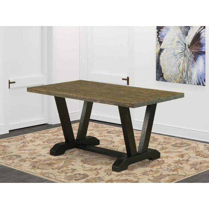 East West Furniture V-Style Modern Dining Rectangle Kitchen Table Top with Stylish Legs, 36x60 Inch
