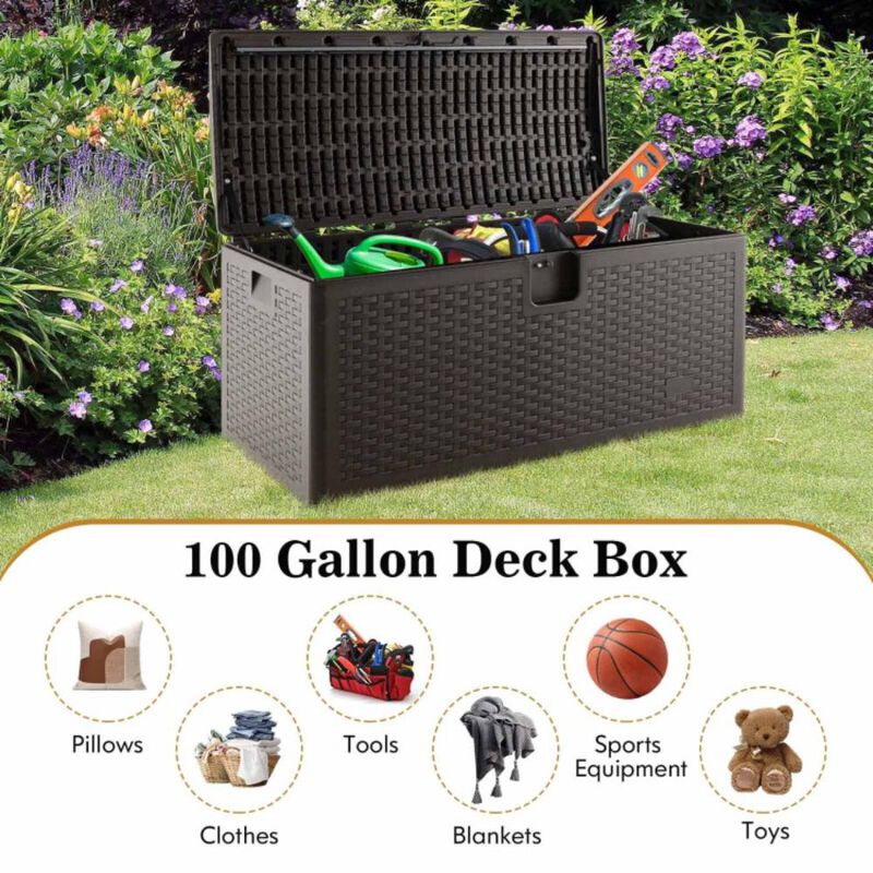 Hivvago 31/73/100 Gallon All Weather Storage Container with Lockable Lid