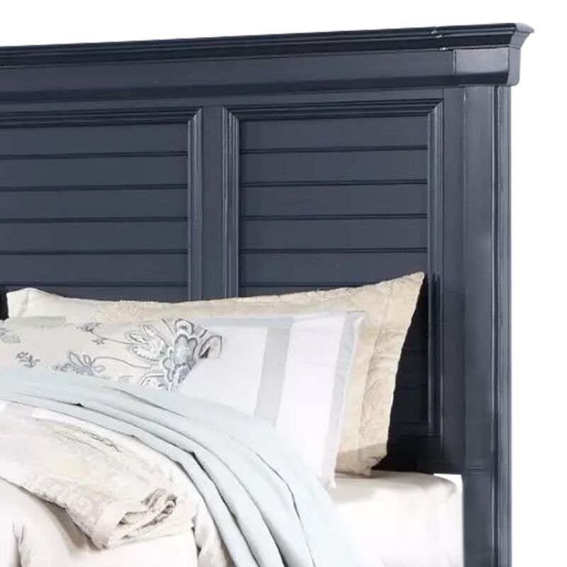 Queen Bedroom Set, Slate Blue, Nickel Wood, 3 Piece Set with 2 Nightstands image number 6
