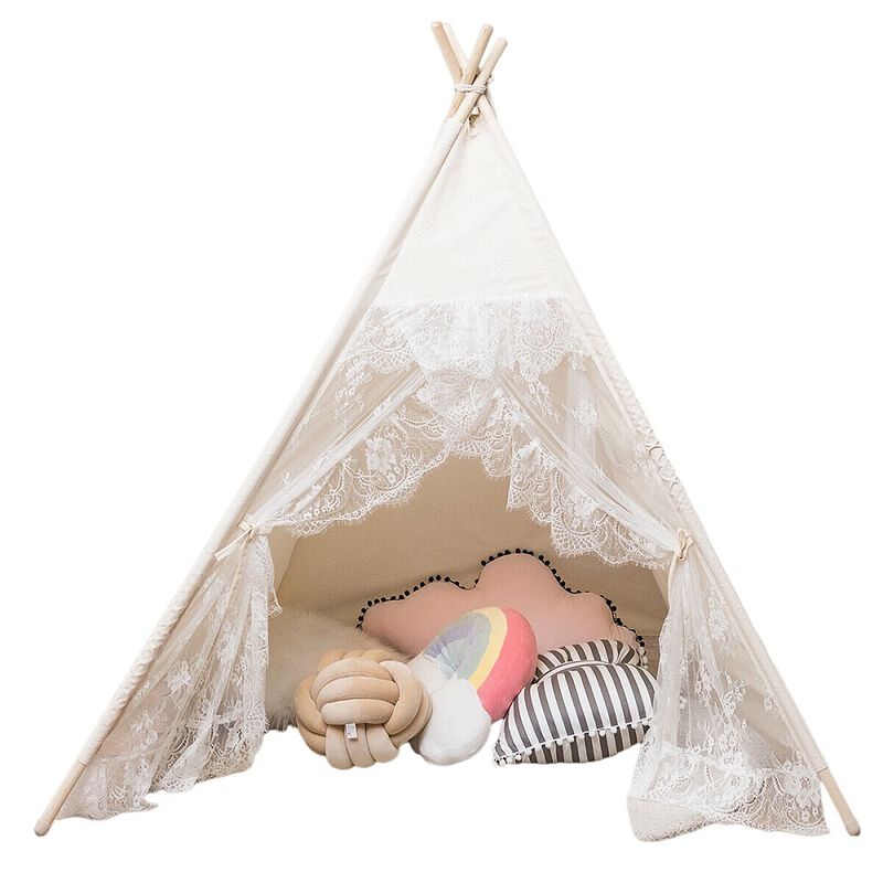 Kids Lace Teepee Tent Folding Children Playhouse with Bag