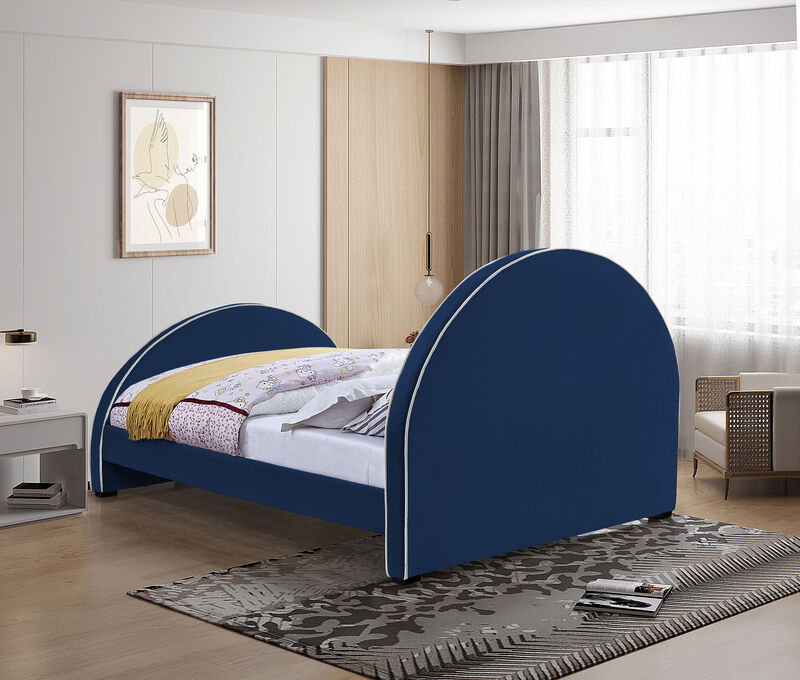 Meridian Furniture Brody Navy Velvet Queen Bed