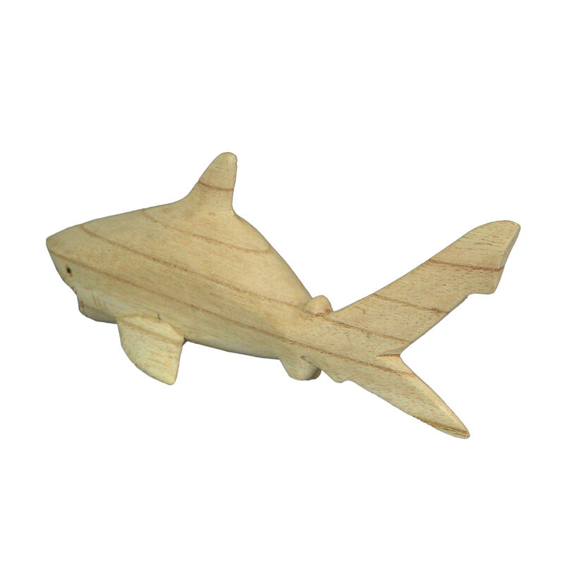 8" Hand Carved Great White Shark Wooden Sculpture &ndash; Nautical Ocean Decor image number 2