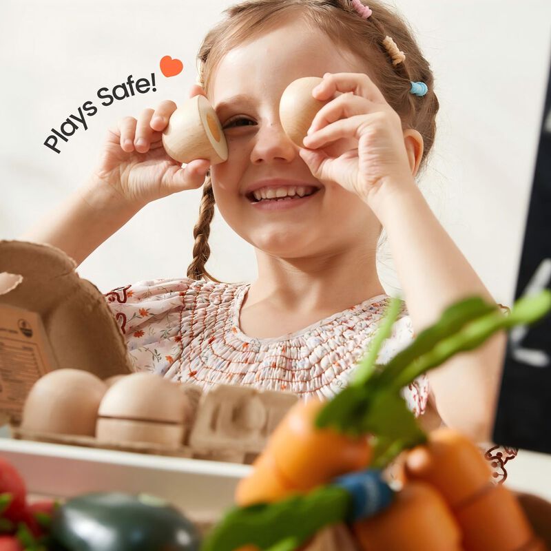 Wooden Play Food for Kids Kitchen, Pretend Food Set Toy - 4 Themed Sets, Play Kitchen Accessories, Montessori Toy image number 2