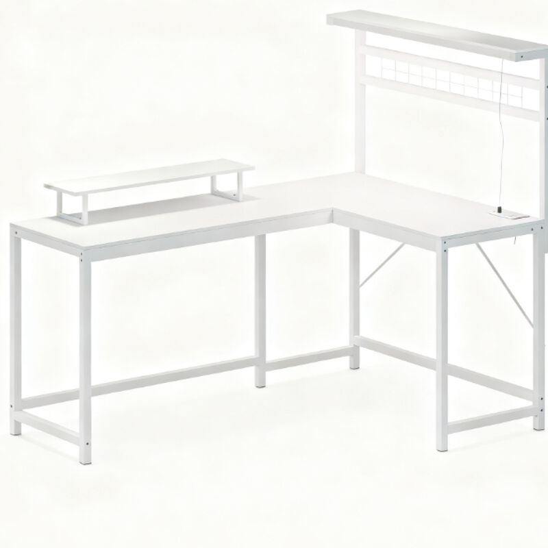 GOODSILO L-Shaped Gaming Desk with RGB LED Lighting, Power Outlets, and Convertible Workspace Design image number 0