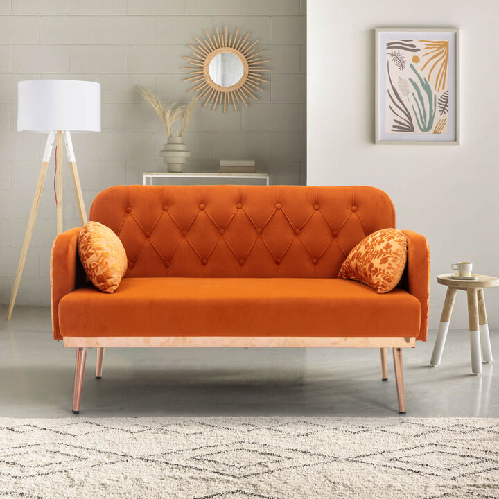 Velvet Sofa, Accent sofa .loveseat sofa with metal feet