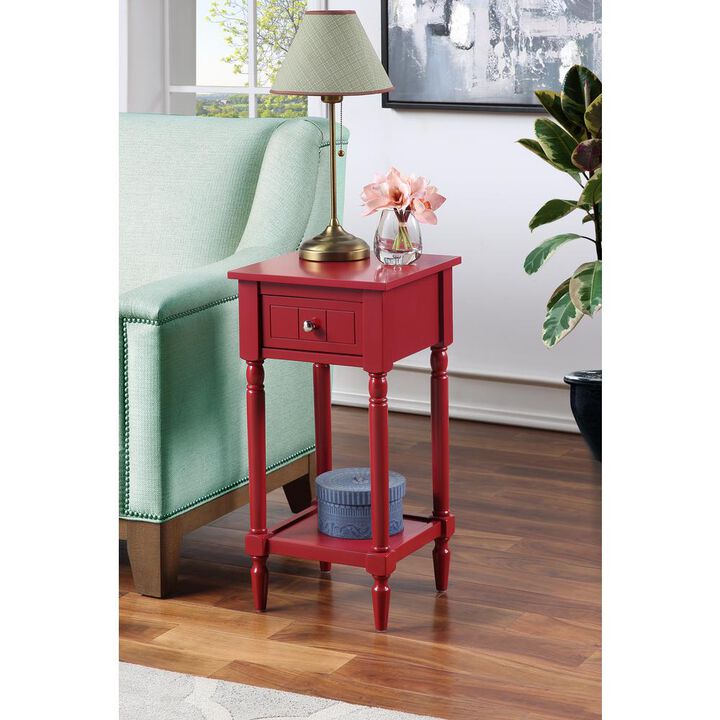 Convenience Concepts French Country Khloe 1 Drawer Accent Table with Shelf Cranberry Red