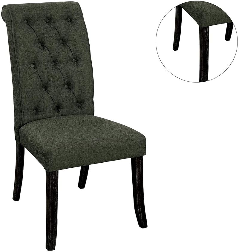 Streamdale Gray Fabric Tufted Dining Chairs Set