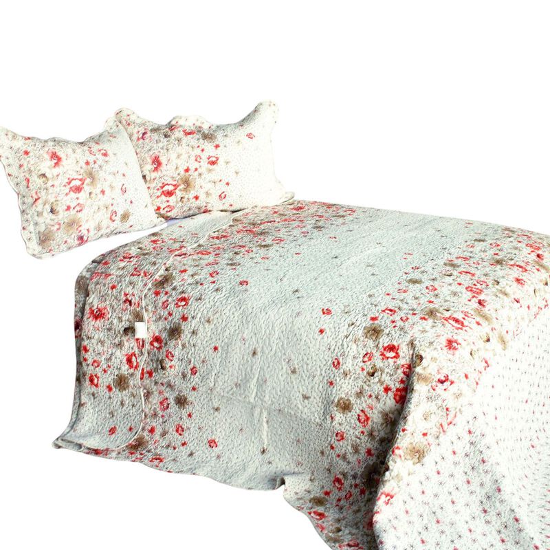 Vermicelli Quilted Cotton Printed Quilt Set Queen Size Splendid Beauty Design Set image number 1