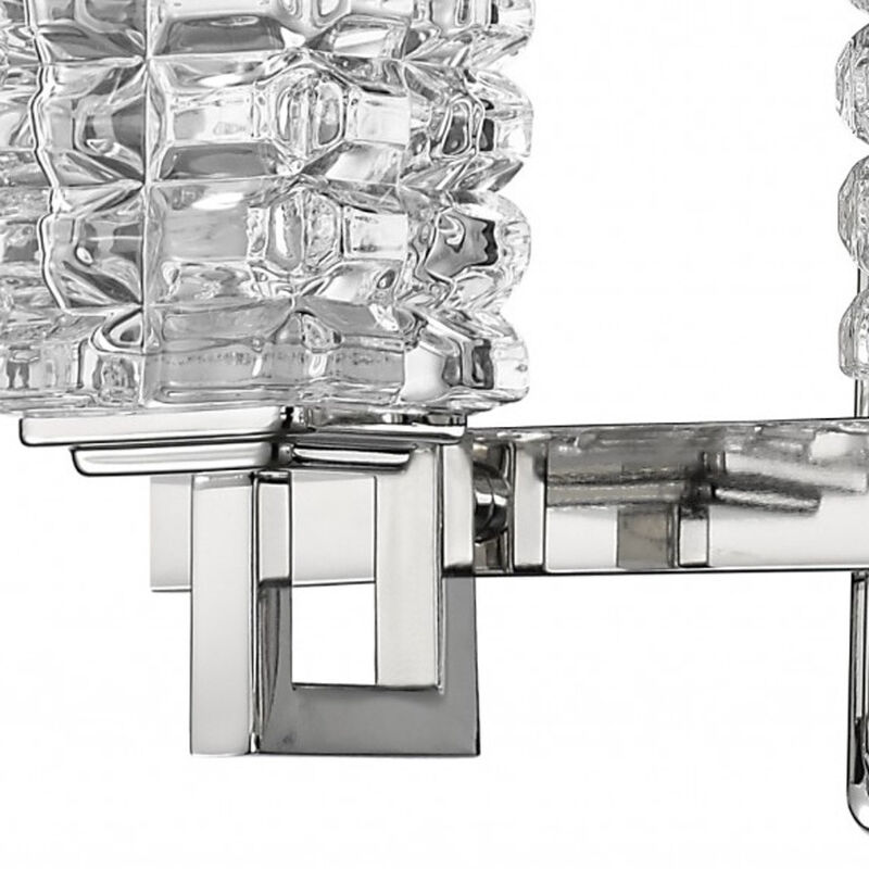 Hivvago Coralie 3-Light Polished Nickel Sconce With Pressed Crystal Shades